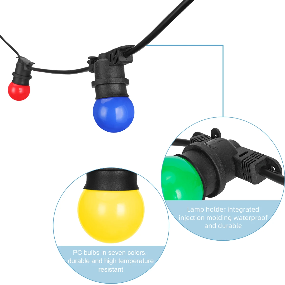 G45 RGB LED String Lights 15W Plug-in Outdoor Waterproof Christmas Light Mini Solar Wedding Light for Garden Application