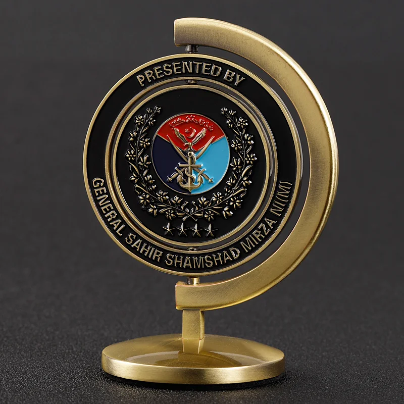 Manufacturer Zinc Alloy Custom Metal Enamel Rotatable Trophy Award Medals And Trophies