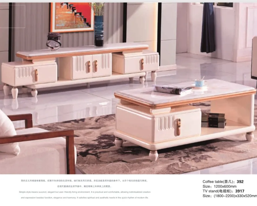 Modern luxury granite living room furniture coffee table sets elegant