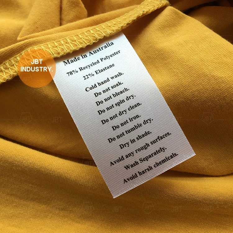 Customized Jeans Handbag Satin Tefetta Tyvek Material Clothing Wash Care Printed Labels For Clothing