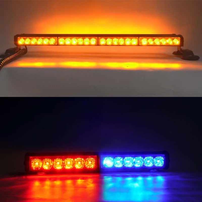 Led Light Bar Red & Blue 90CM Light Bar With Car Charger Magnetic Flashing Bar Amber Leds Single Sided Or Double Sided