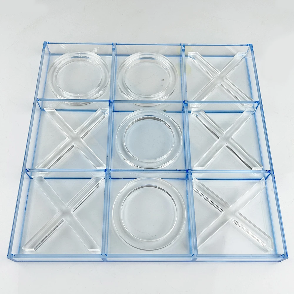 Blue Acrylic Tic Tac Toe Game set Custom Color Lucite Acrylic XO Board Game