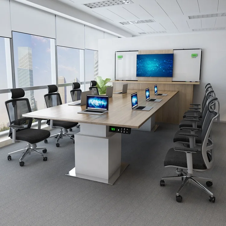 Dual motor standing desk 2021 electric conference table modern 10 seats office meeting table