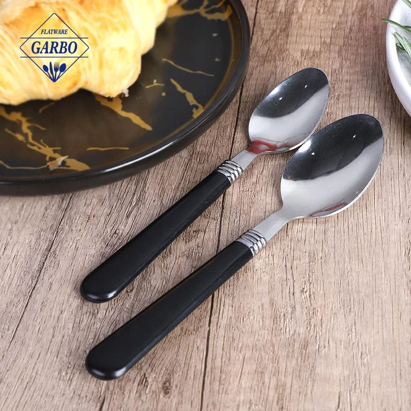 Wholesale South America Hot Sale Cheap 410 Stainless Steel Black Plastic Handle 36pcs Cutlery Flatware Sets with PVC Gift Box