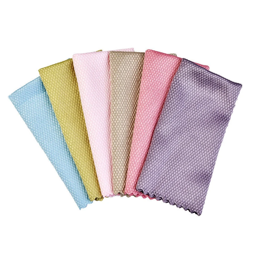 Wholesale Nanoscale Lint-Free Fishscale Microfiber Cleaning Rags Cleaning Cloths for Kitchens Glass Cars and Windows Polishing