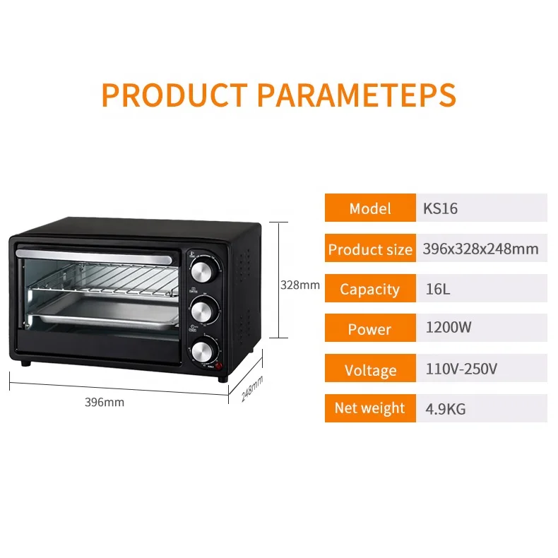 Direct Sales Mini Oven 16L Multi-function Baking Small Oven Small Kitchen Appliance Electronic Gift For Bread Baking