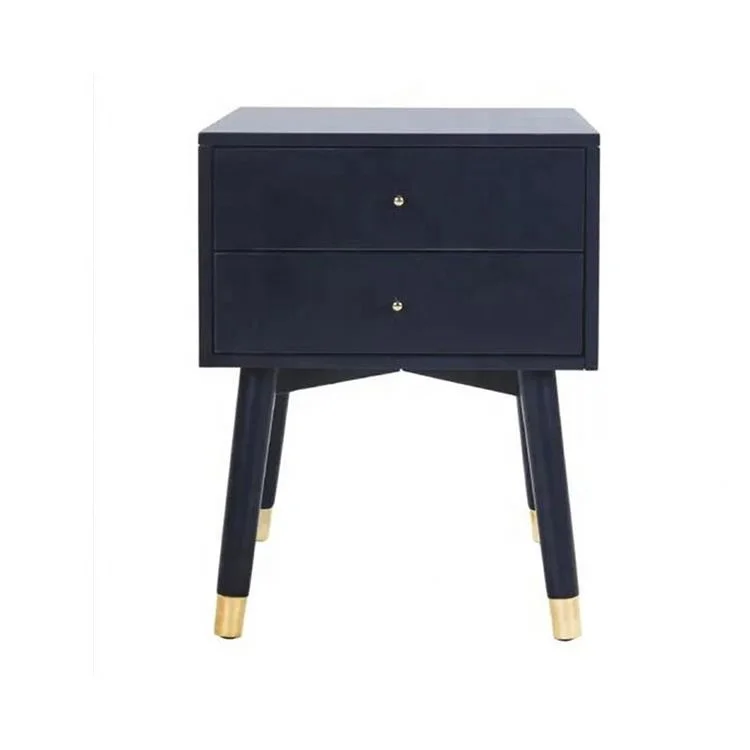 
China manufacturer Dark brown solid wood double deck night table 