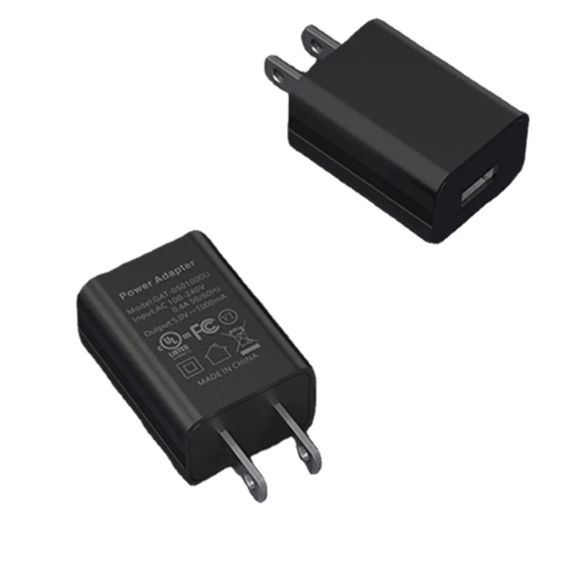 US 5V1A портативный никелированный штырь USB настенное зарядное устройство адаптер питания розетка вилка-в черном цвете