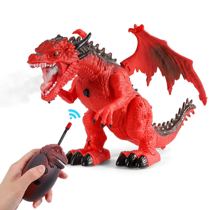 2 Channel Remote Control Light Up Walking Spraying & Roaring Dinosaur Toy