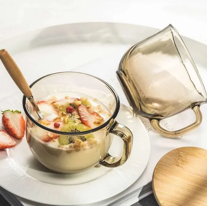 Креативная стеклянная чашка большой емкости для молока и кофе, Подарочная чашка для напитков с ручкой