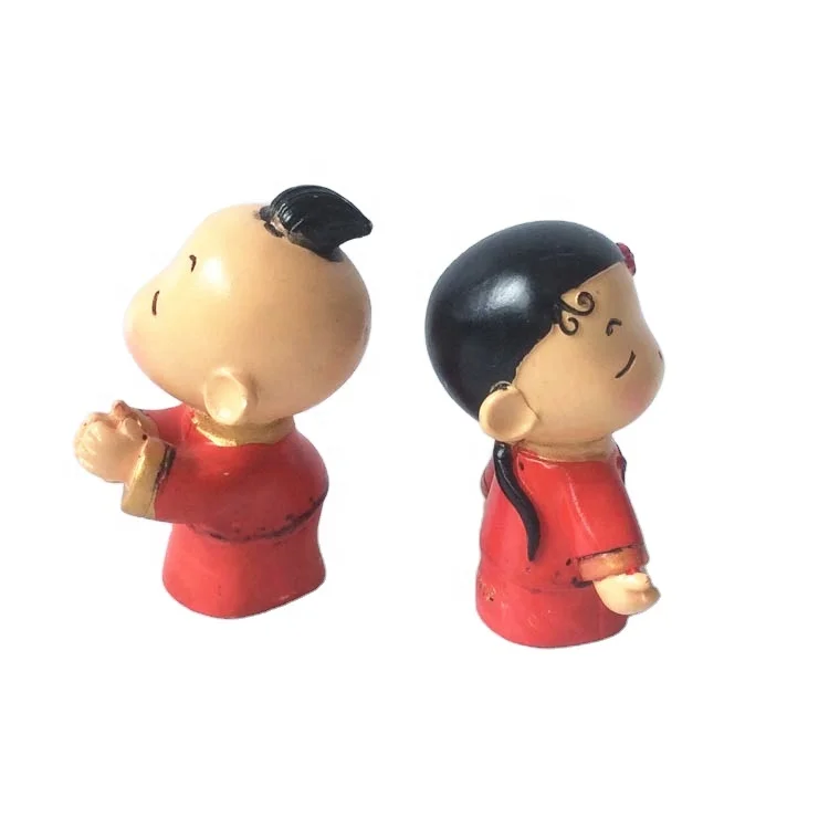2pcs Boy And Girl Statue Lover Doll Chinese Groom Bride Miniature figurine wedding decoration doll