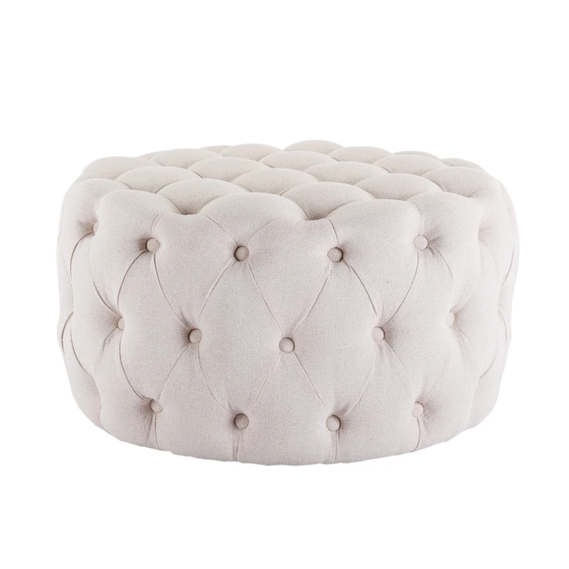 Wholesale button tufted design fabric modern Italian round ottoman and stool