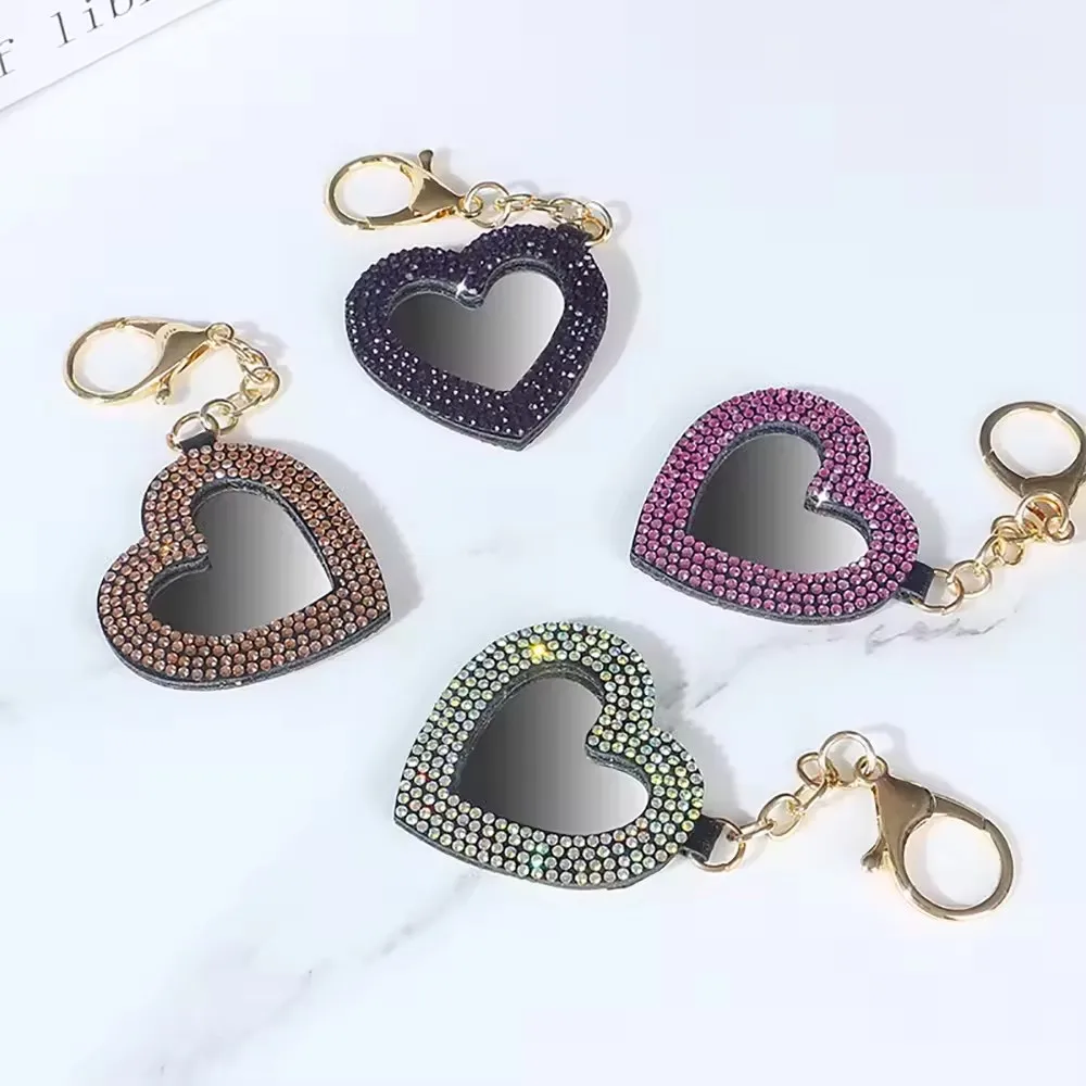 Fashion Women Girl Bling Rhinestone Heart Keychain Hand Bag Car Charm Pendant Diamond Key Chain