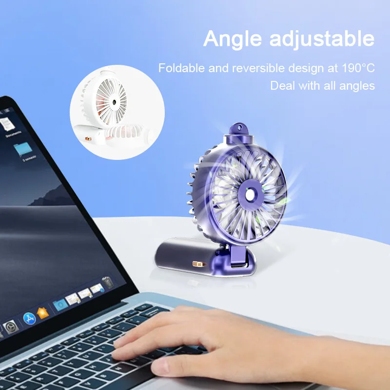 2500mAh Portable Personal Water Spray Mist Fan Hanging Neck Fan 5 Speed USB Rechargeable mini folding fan With Led Screen