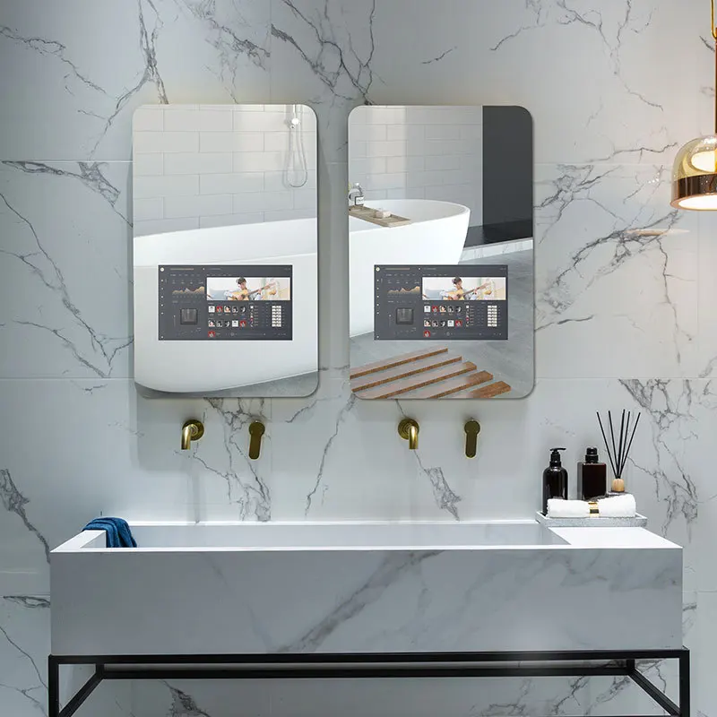 Sense Of Technology Wall Mounted Floor Standing Make Up Magic Mirror Full Function Glass Touch Screen Wifi Smart Mirror
