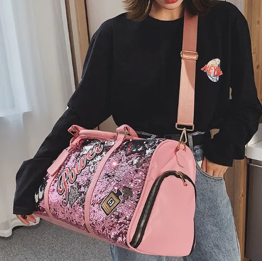 Custom Lightweight Travel Bag Fashion Sequin Duffel Bag Glitter Gym Bag