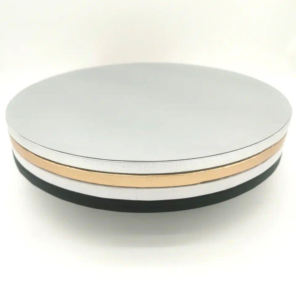 Recyclable Wholesale Custom 10/12 Inch Size Golden Foil 12mm Thick Round Cake Board Corrugated Cake Board Drum
