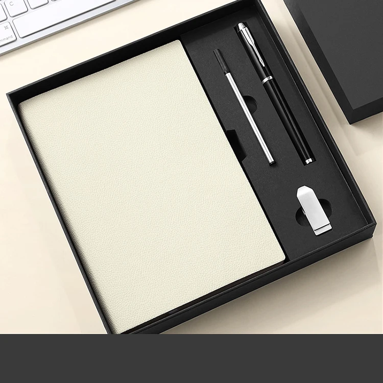 Бизнес офисный подарочный набор A5 толстый дневник корпоративная деятельность блокнот с ручкой 16 ГБ USB флэш-накопитель пользовательским логотипом