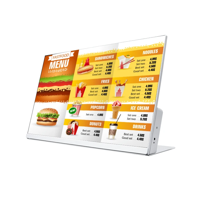 desktop digital menu board 23.8 inch for cafe KFC fastfood restaurant Plug and play display Android 10 menu display screen