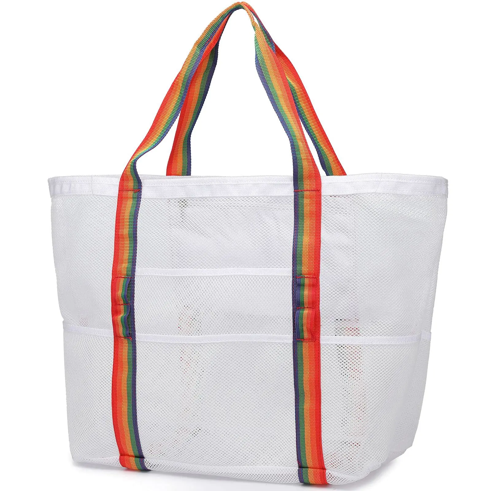 Custom Large Capacity Travel Pool Foldable Luxury Mesh Beach Bag With Tote Bag