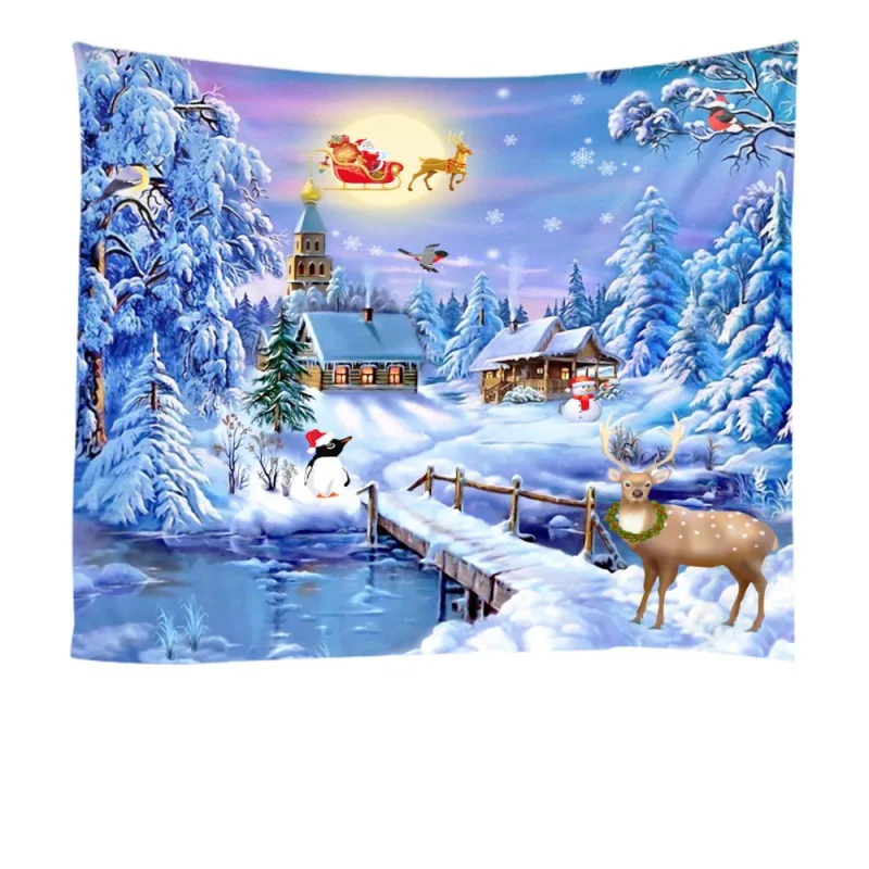 Nordic Christmas Holiday Decorative Tapestry Woven Technique for Home Living Room Rental or Renovation for Hanging Cloth
