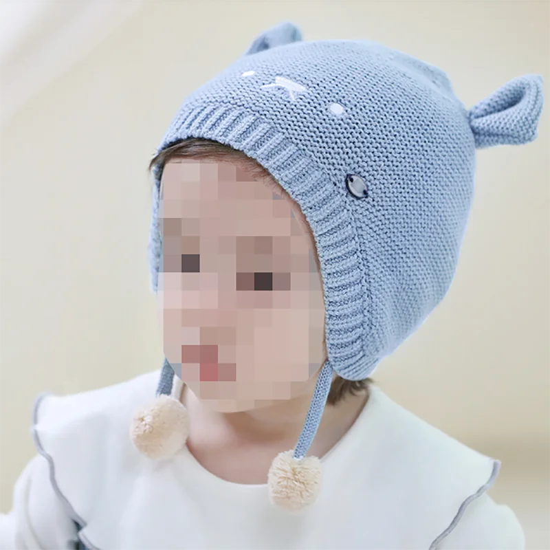 Winter cute cashmere beanie knitted new born baby hat winter baby cap