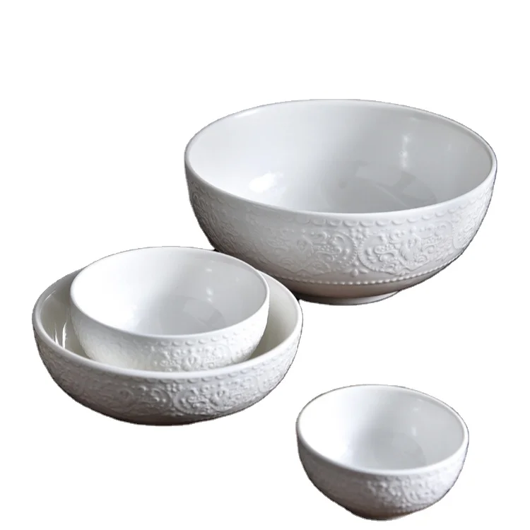 Japanese style simple solid colour creative home tableware bowl ceramic salad bowl