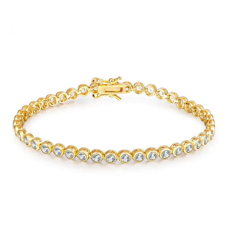 lucky best friends 925 sterling silver stone beaded zircon bracelet custom 18k yellow gold plated moissanite bracelets for girls