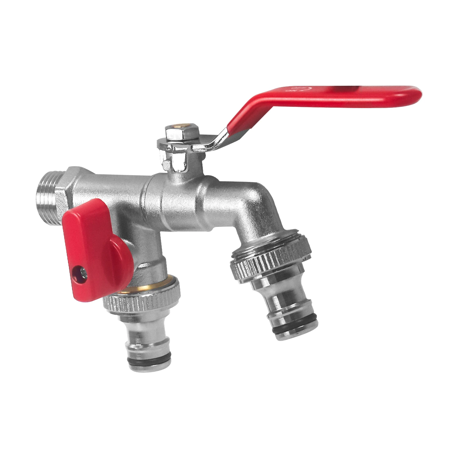 Double Taps Outdoor Spigot Water Faucet with Two Brass Ball Valves