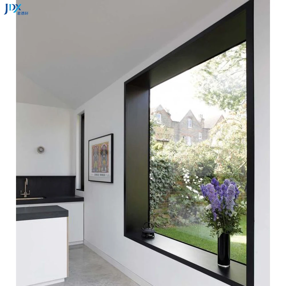 Hurricane Impact Bulletproof Fixed Window Canada Black Aluminum Fixed Windows Fixed Glass Window For House