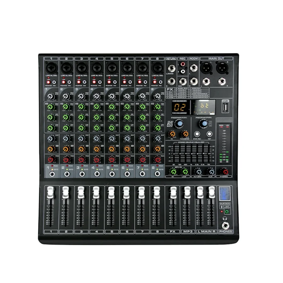 8 channel 16 DSP audio mixer usb interface controller  music KTV best sound mixer