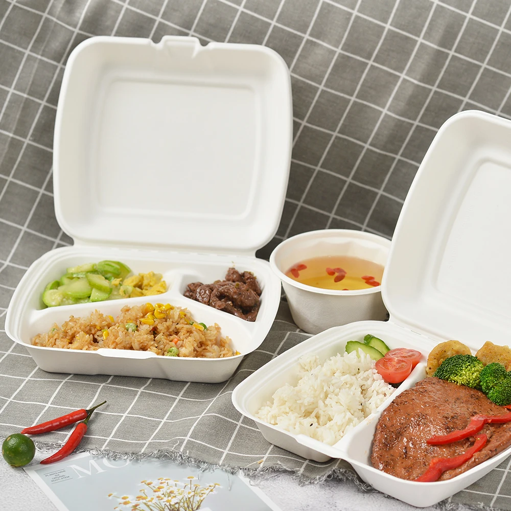 New Year Sales Eco friendly Biodegradable Disposable Sugarcane Pulp Paper Burger Box