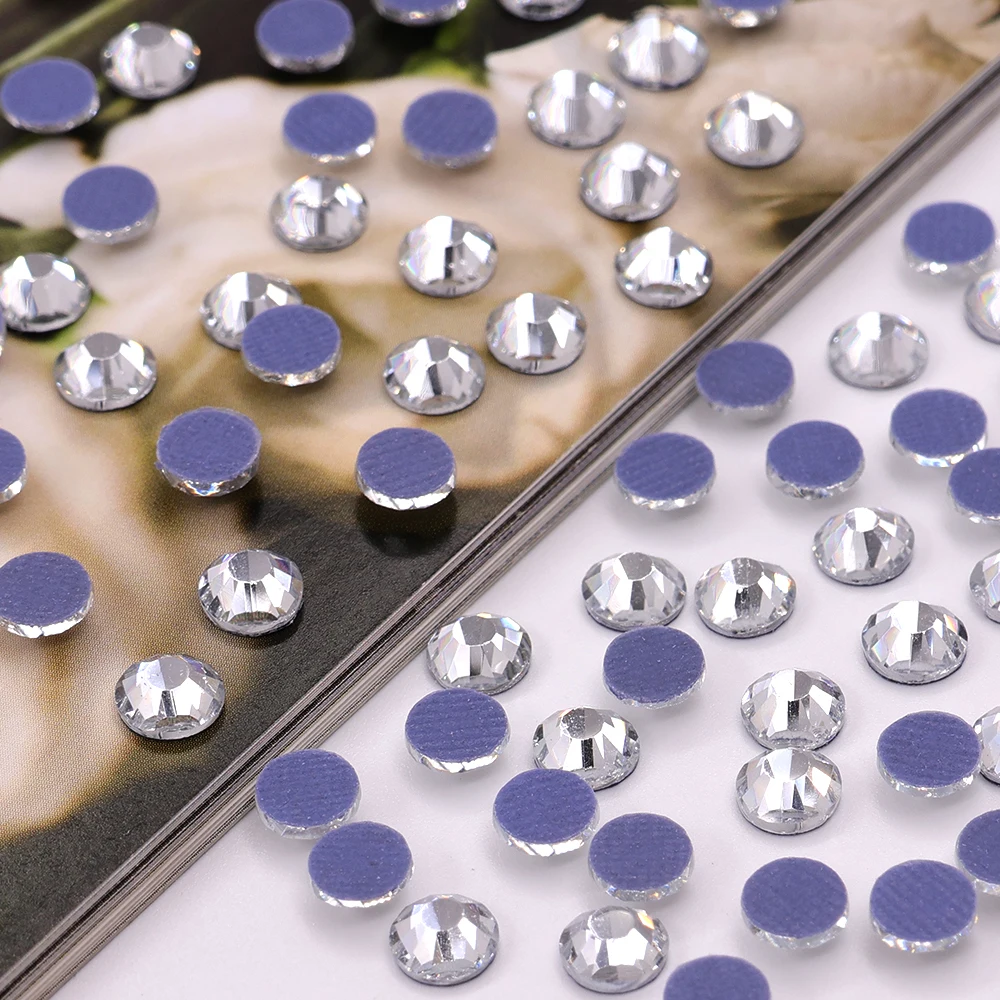 CJ customizable glass rhinestones bulk wholesale hot-fix high quality flat back rhinestones ss4 ss6 ss8