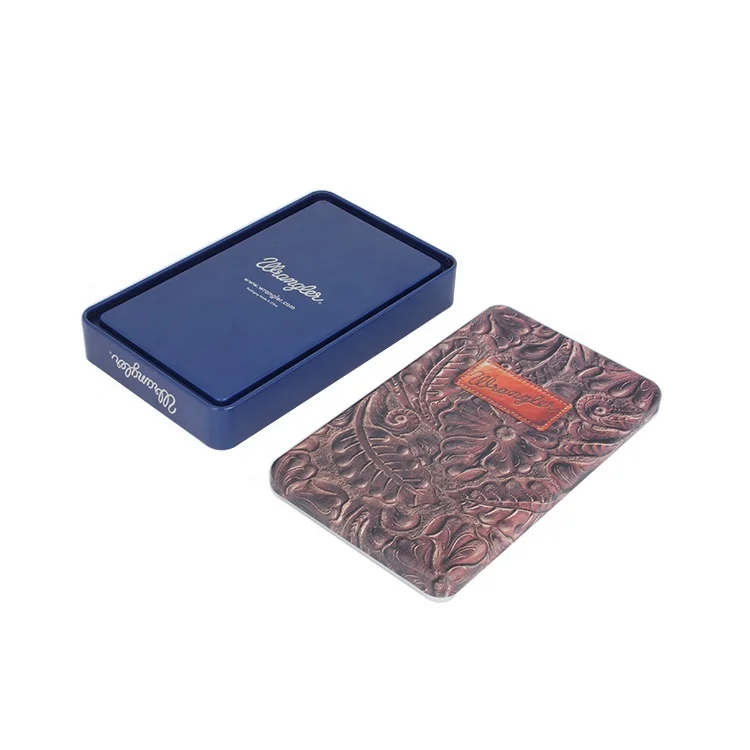 Custom Rectangular wallet packaging tin box for leather wallet