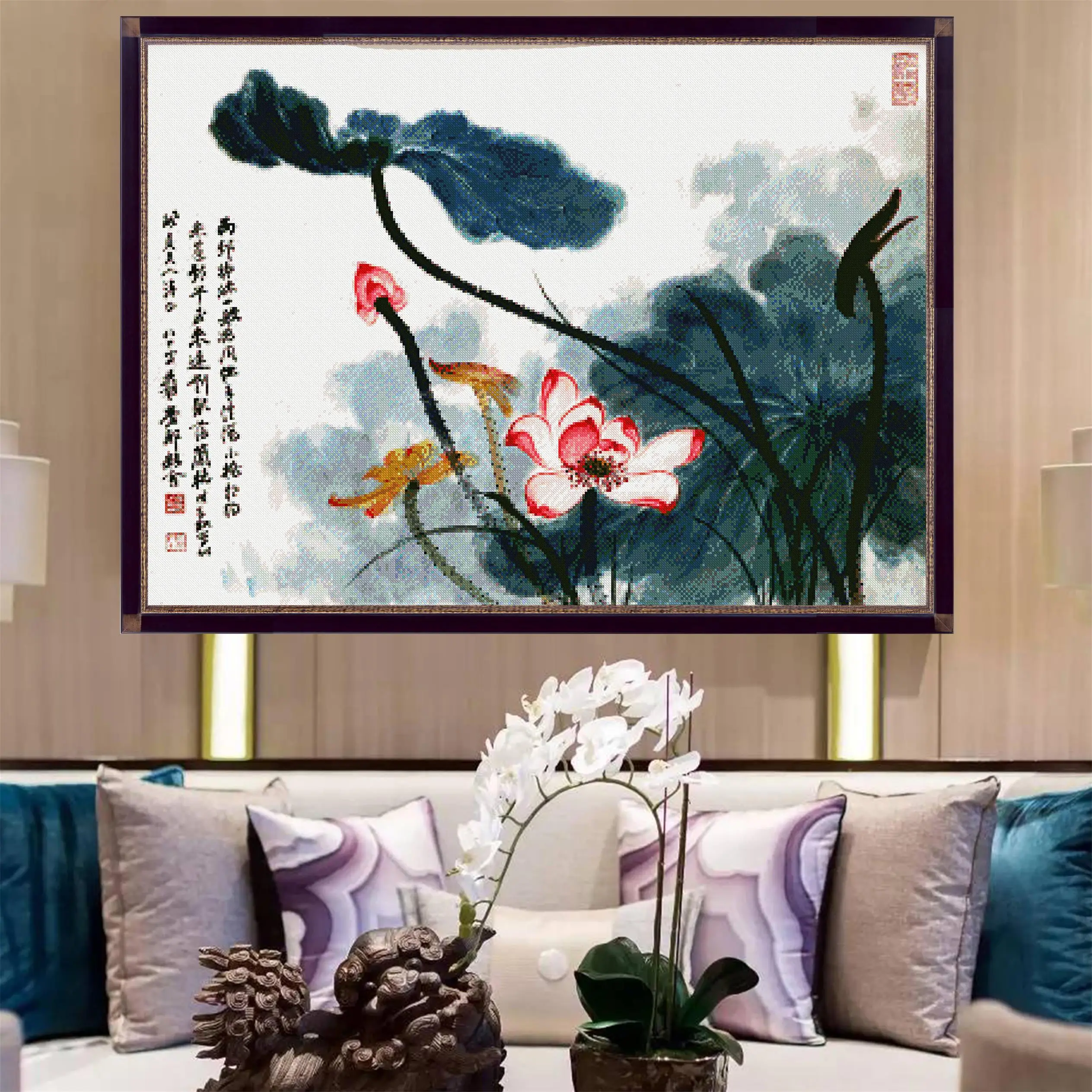 
embroider DIY DMC Cross stitch Sets For Embroidery kits Zhang daqian lotus factory direct sale Flora 