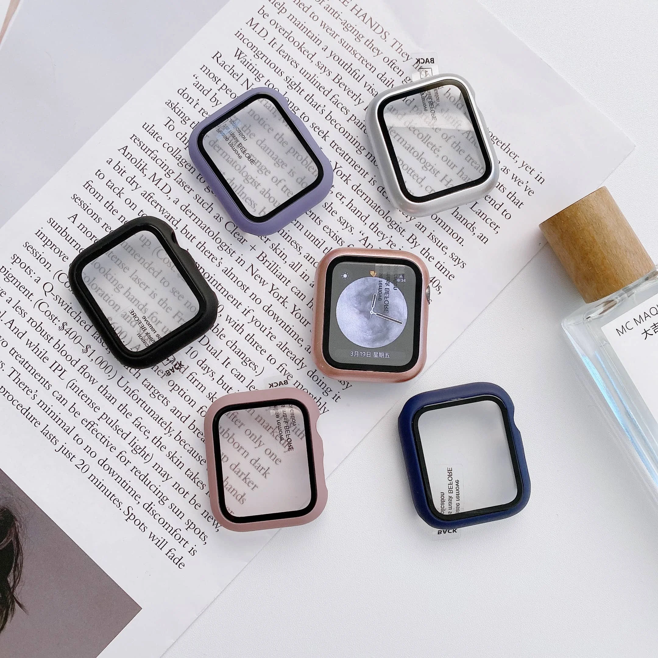  Матовый защитный чехол карамельного цвета из ТПУ силиконовый для Apple Watch + стальная пленка iwatch se 4 5