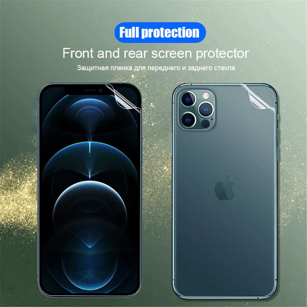 Гидрогелевая пленка RICOO для iPhone 13 7 8 Plus 6 полное покрытие ТПУ защита экрана 11 12 Pro mini XR X XS Max SE 2020