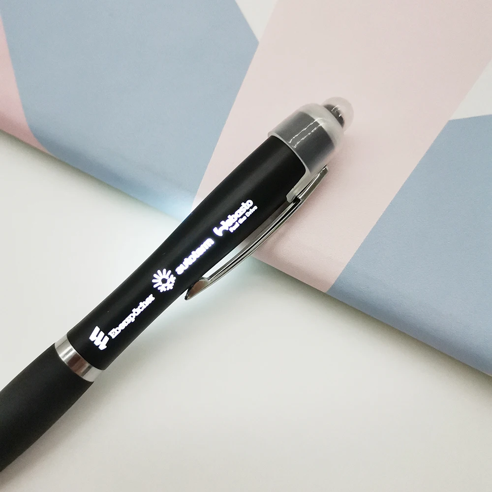 Plastic Promotional Gift LED Light up Touch Screen Pen Custom Laser Logo Stylus Ball Pen