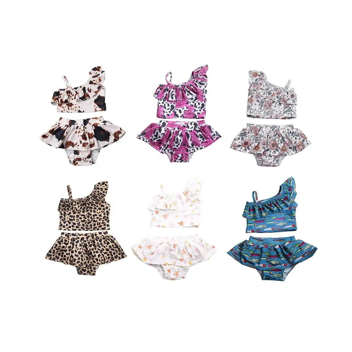 Hot Sale Baby Two Pieces Swimsuit Summer Child Swimwear for Water Sports Dress Beach Bikini