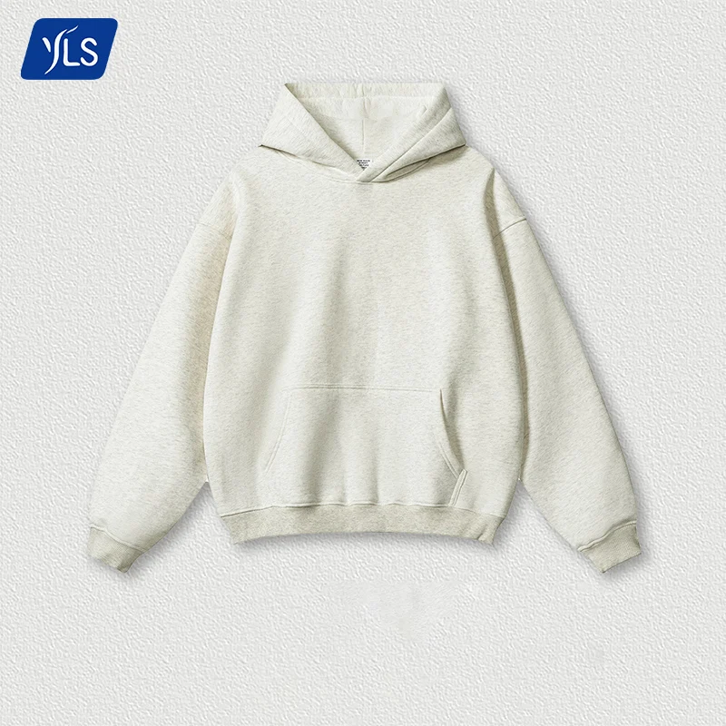 YLS Boxy Fit 345gsm Custom Blank Hoodies Unisex Oversized Lightweight 42% Cotton and Polyester No String Double Layer Hoodie