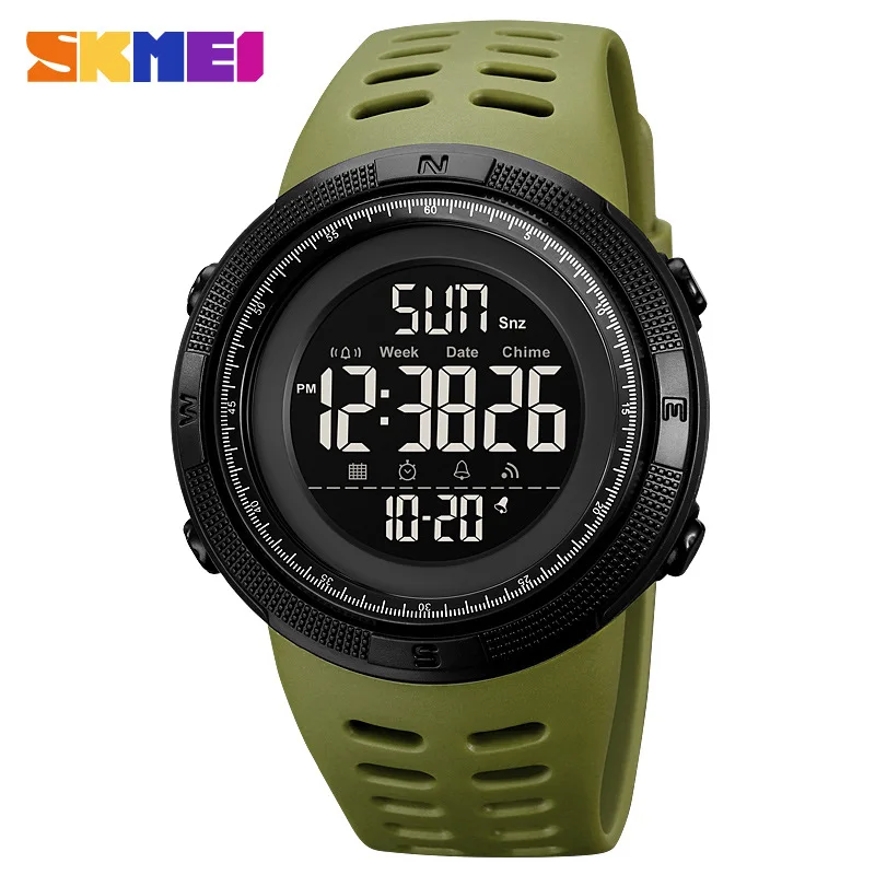 Skmei Digital Display Calendar Week Silicone 5ATM Luminous Display Digital Watches For Mens Sports Watch Outdoor Sport