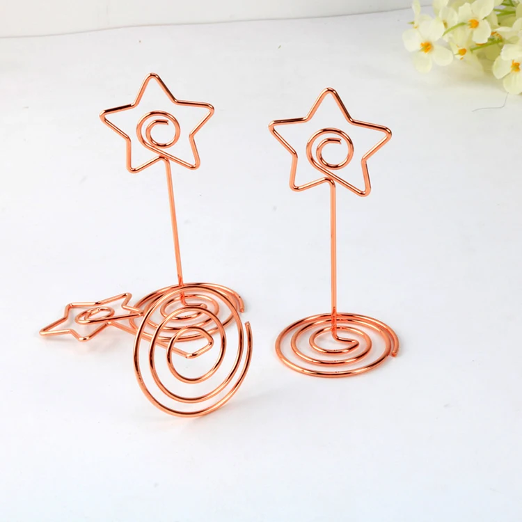 Fancy Office multi shapes golden metal paper photo memo clip holder star design metal wire clips