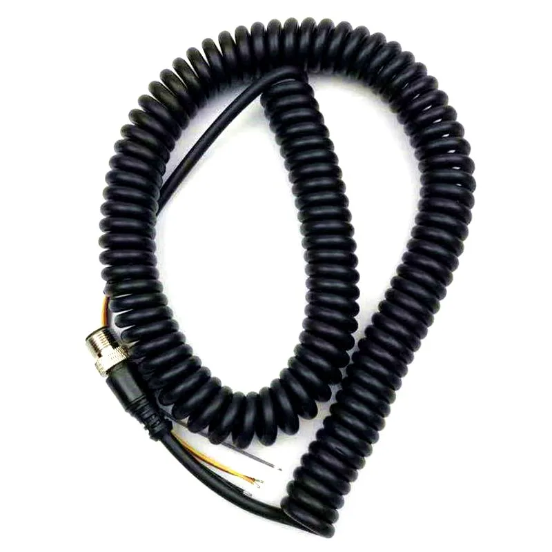  22AWG черный 4-х ядерный PU кабели спиральный обмотанный