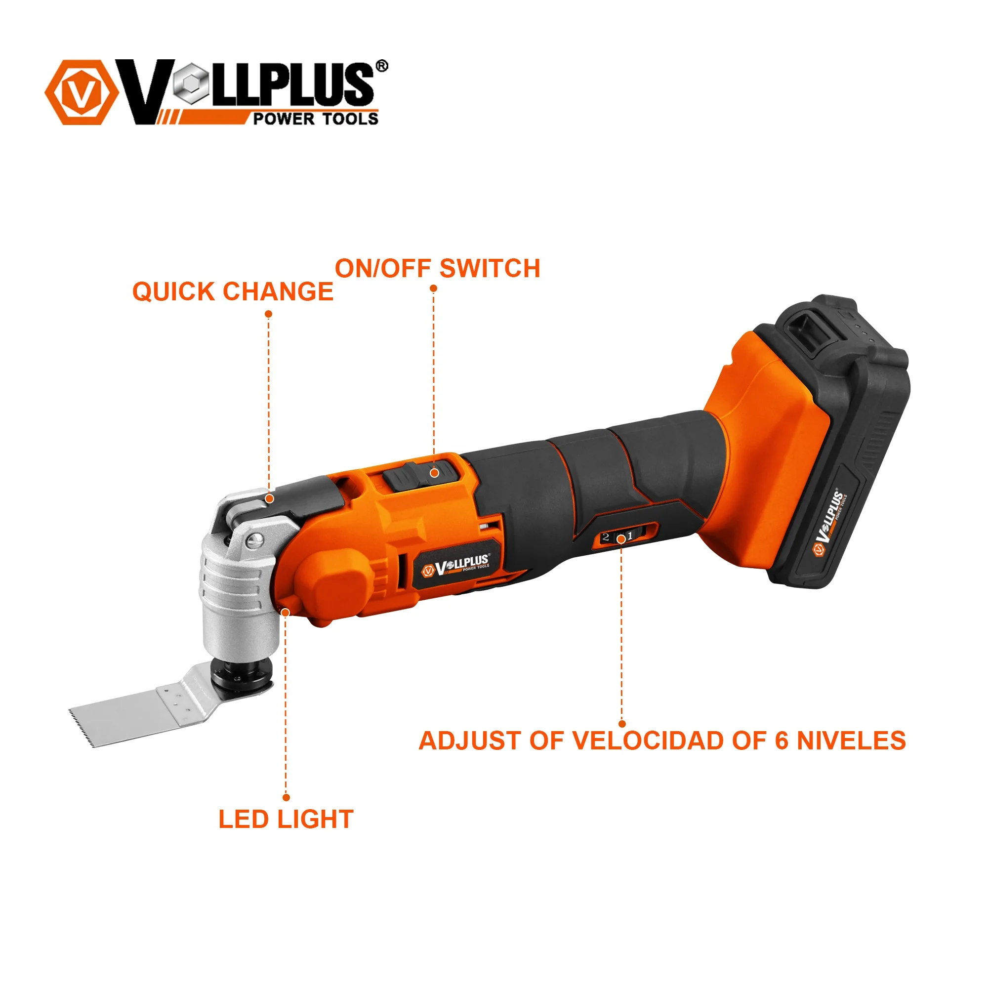 Vollplus VPCD2252  Cordless Variable Speed Multi Tool With Quick Change System Oscillating Saw