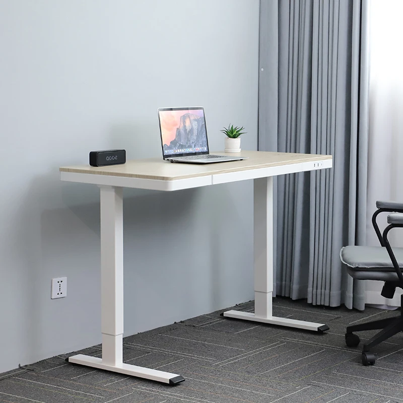 E4(A)-W Adjustable Desk Frame With USB Electric Height Adjustable Desk Table With Drawer Wooden Smart Stand Up Desks For Office