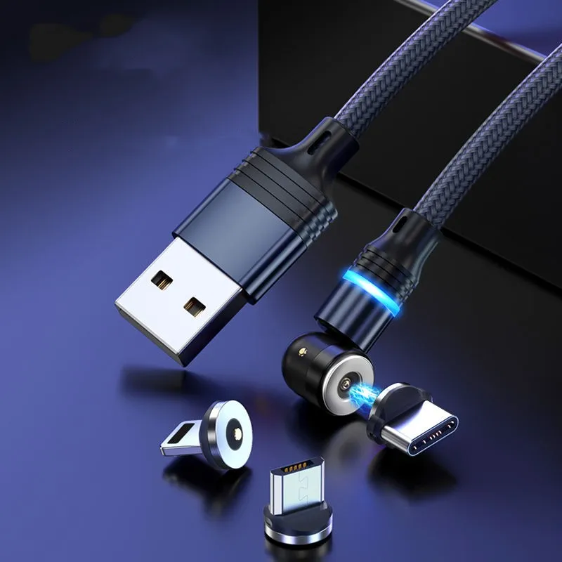 На складе 360 540 градусов Поворот Магнитный кабель usb type c, изготовленным на заказ логосом Быстрая зарядка Магнитный кабель usb