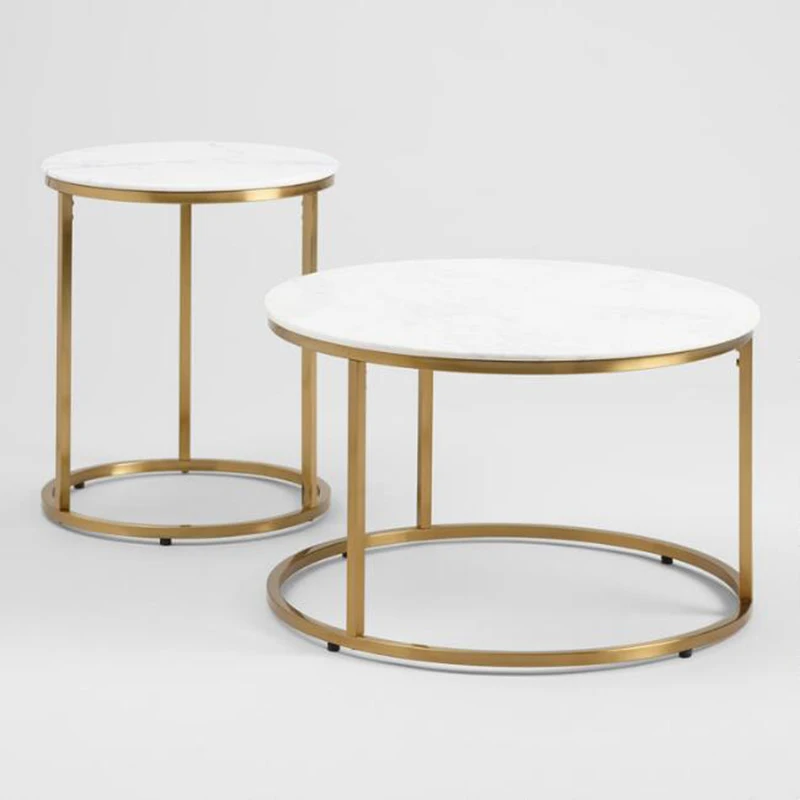 Wholesale living room furniture MDF top coffee side table sets cheap modern design metal frame coffee table