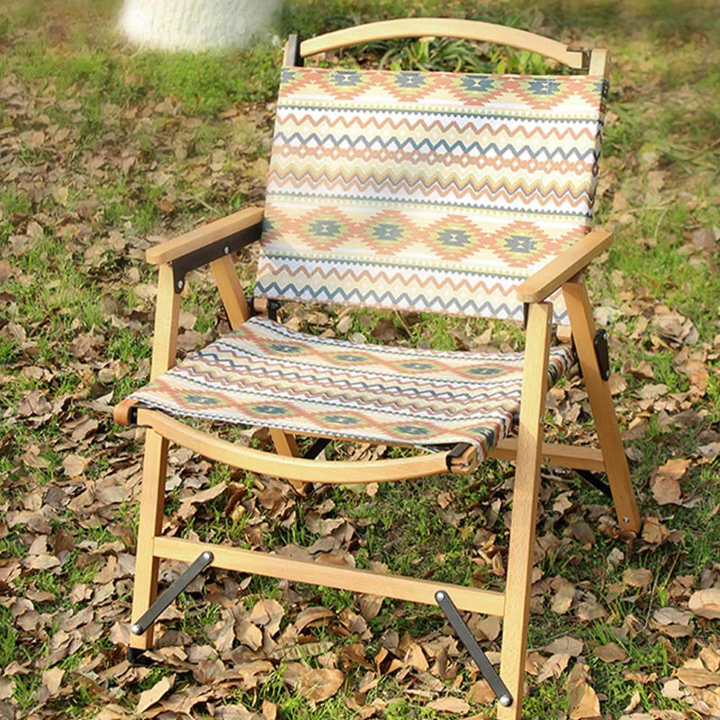 Outdoor Beach Chair Foldable Fabric Leisure Contemporary Modern Wooden Popular Sling Chair for Garden Beach Camping