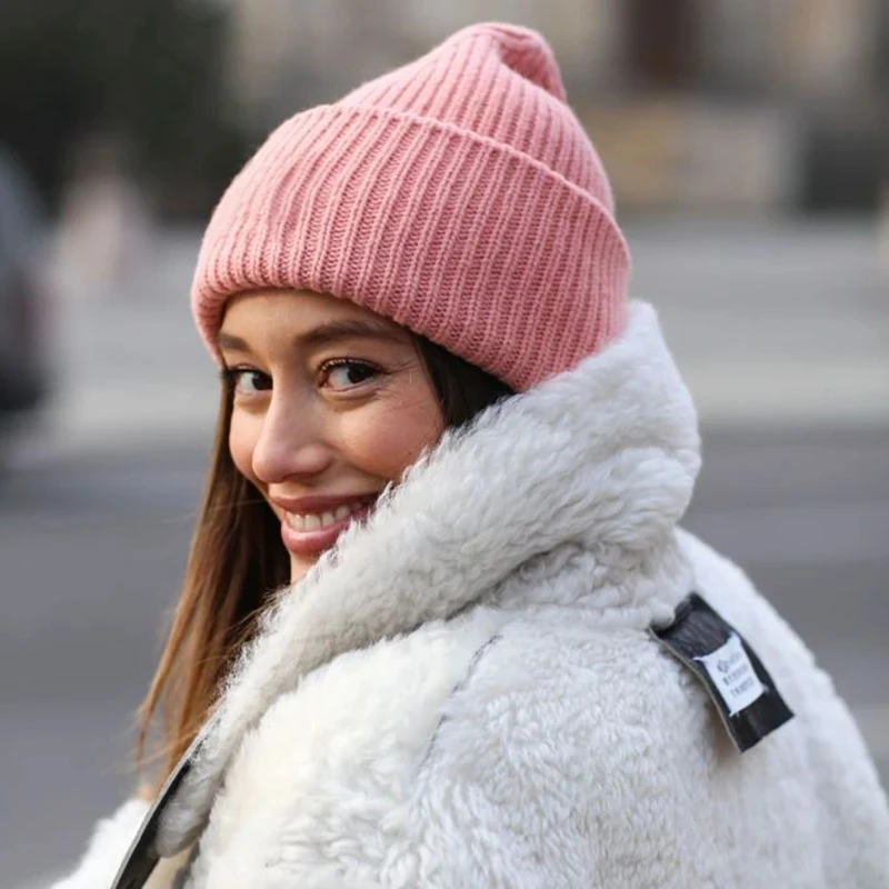 Womens Hat Winter Beanies Skull Caps Knitted Chapeau Femme Casual Solid Adult Cover Head Cap Bonnet Skullies Rib