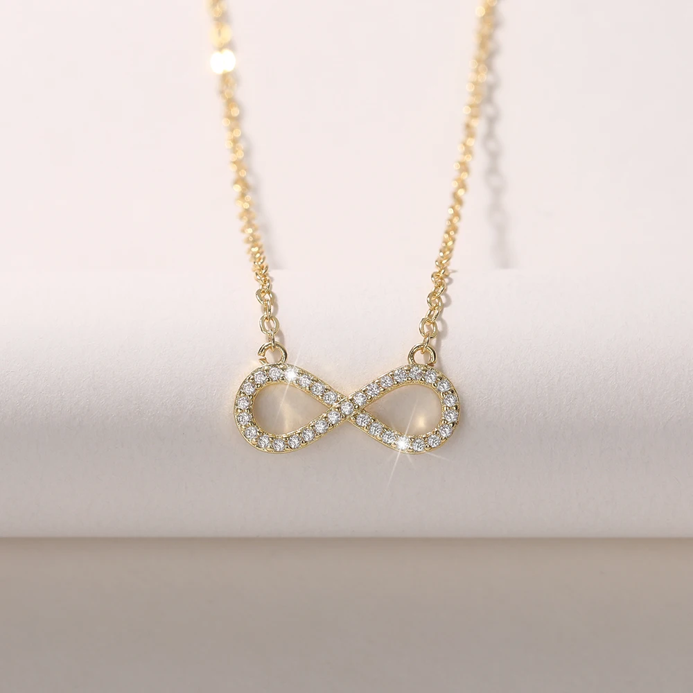 CAOSHI 18K Plating Fashionable Infinity Shape Simply Necklaces Cubic Zirconia Micro Insert Trend Women Pendant Necklace
